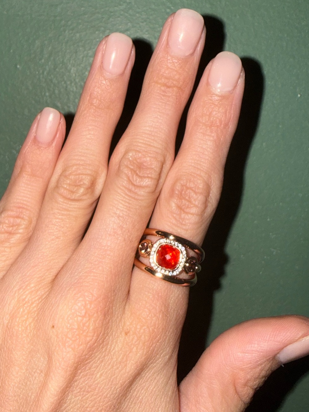 Gold-Tone Ring with Red Center Stone